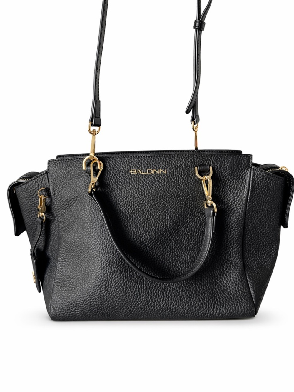 Baldinini Black Leather Tote with Gold Hardware Luxury Chic Authentic